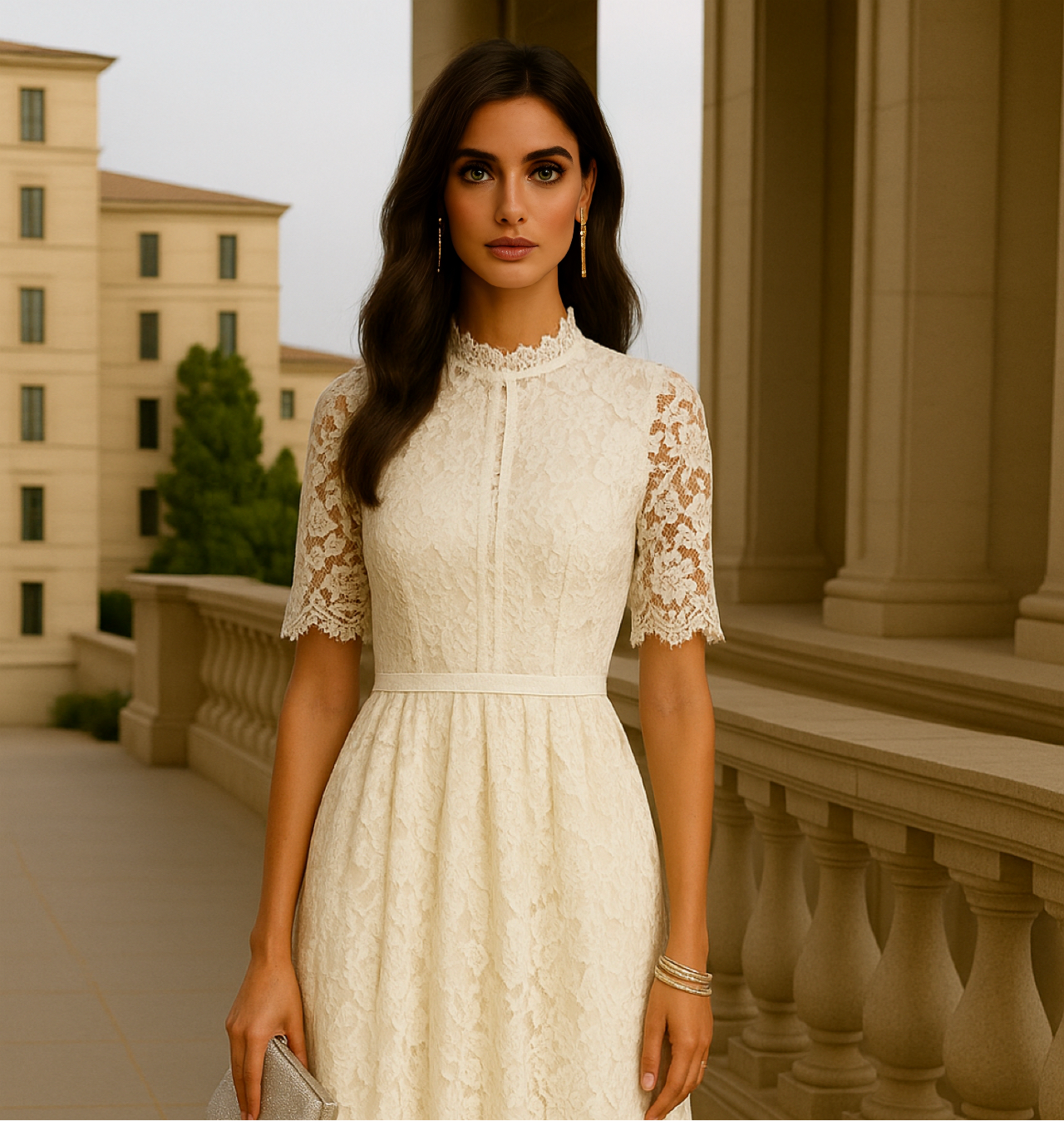 Mintlis mujer, algodón licra bordado vestido Carolina, 4 colores tallas (36-50)