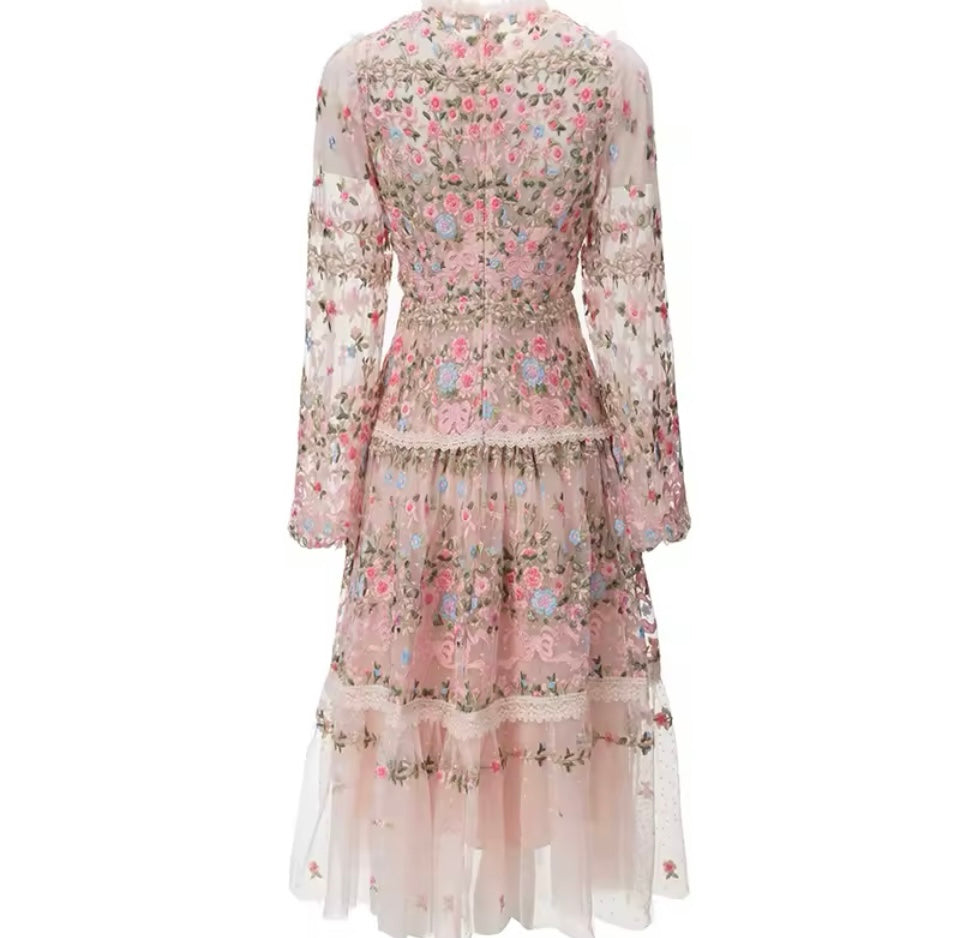Mintlis mujer encaje, tul, bordado vestido Magnolia, 3 colores, tallas (36-48)