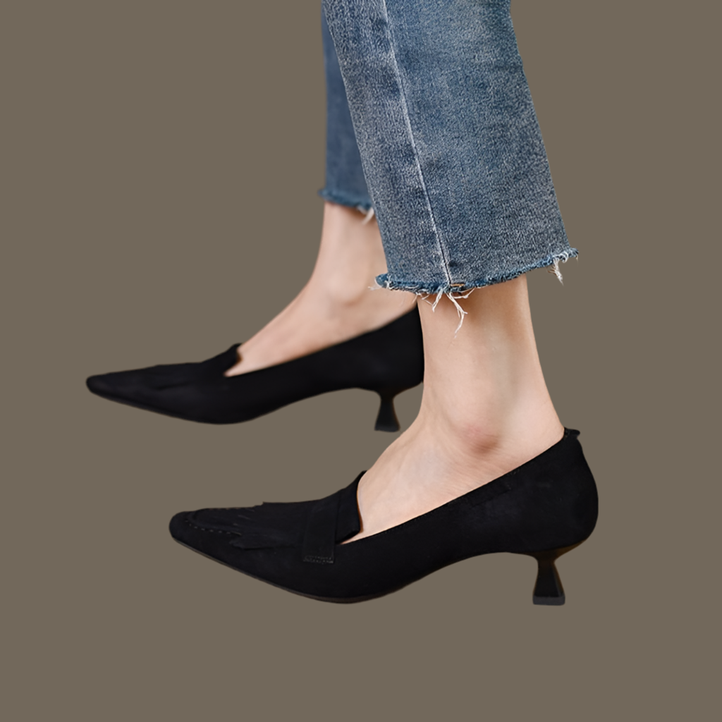 Zapatos Samantha de flecos de ante,2 colores, HECHOS A MANO