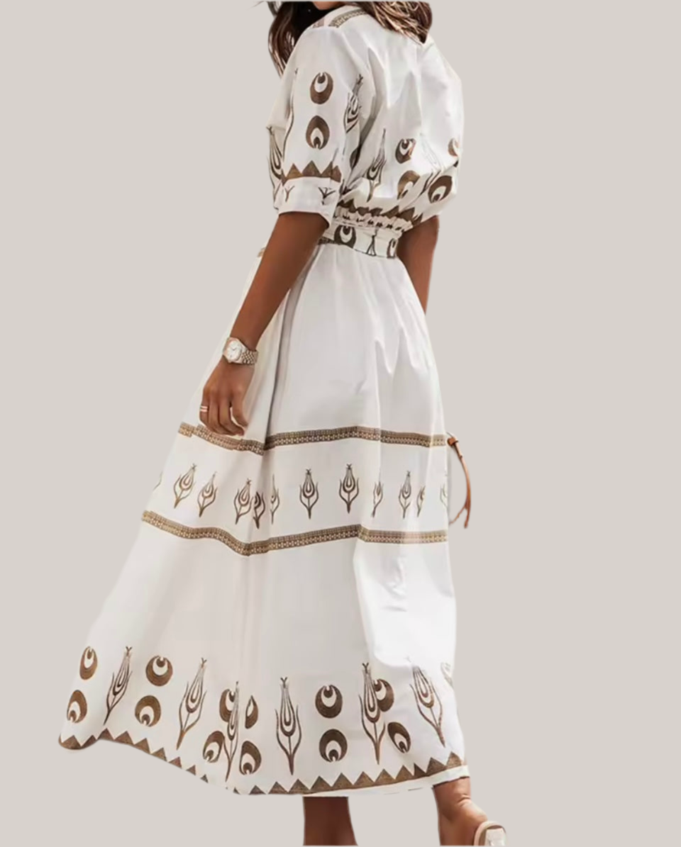 Jovananty printed shirt dress in cotton lycra polyester, 3 colors, sizes (36-46)