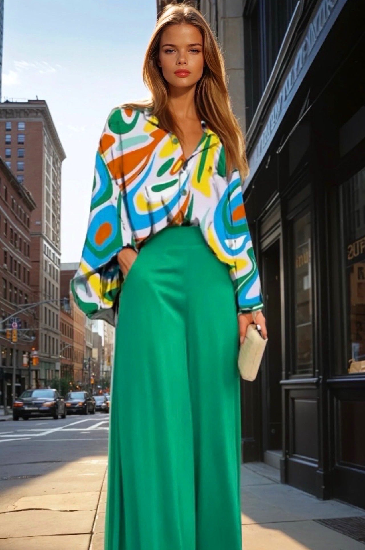 Mintlis mujer, algodón poliester satinado, conjunto camisa y pantalón Cubana, 3 colores tallas (36-50)