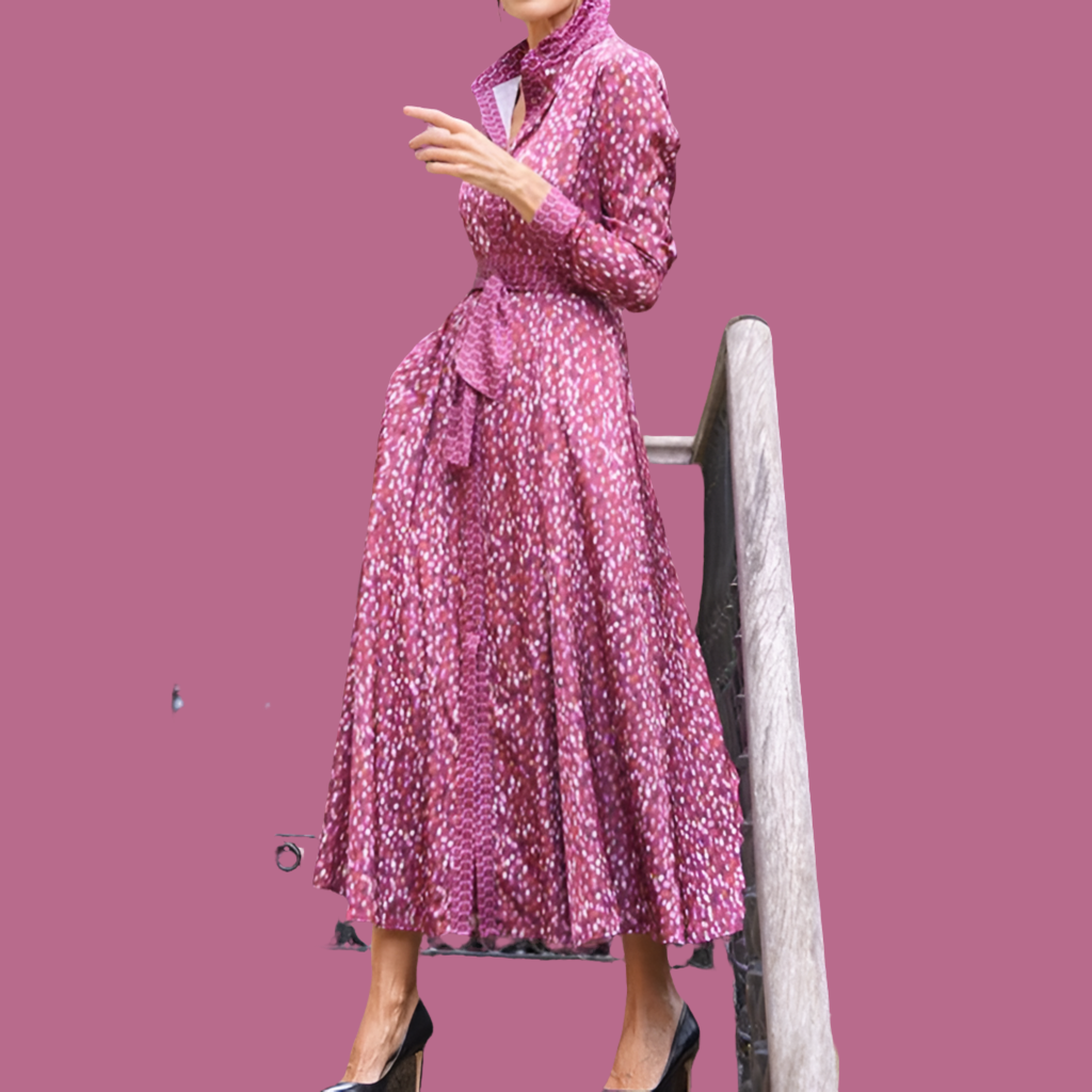 Vestido ROMA MULTICOLOR Y ROSA , 2 colores estampados, 4 tallas