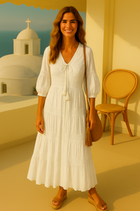 Vestido Candy bordado de algodón, 6 colores, tallas (38-48)