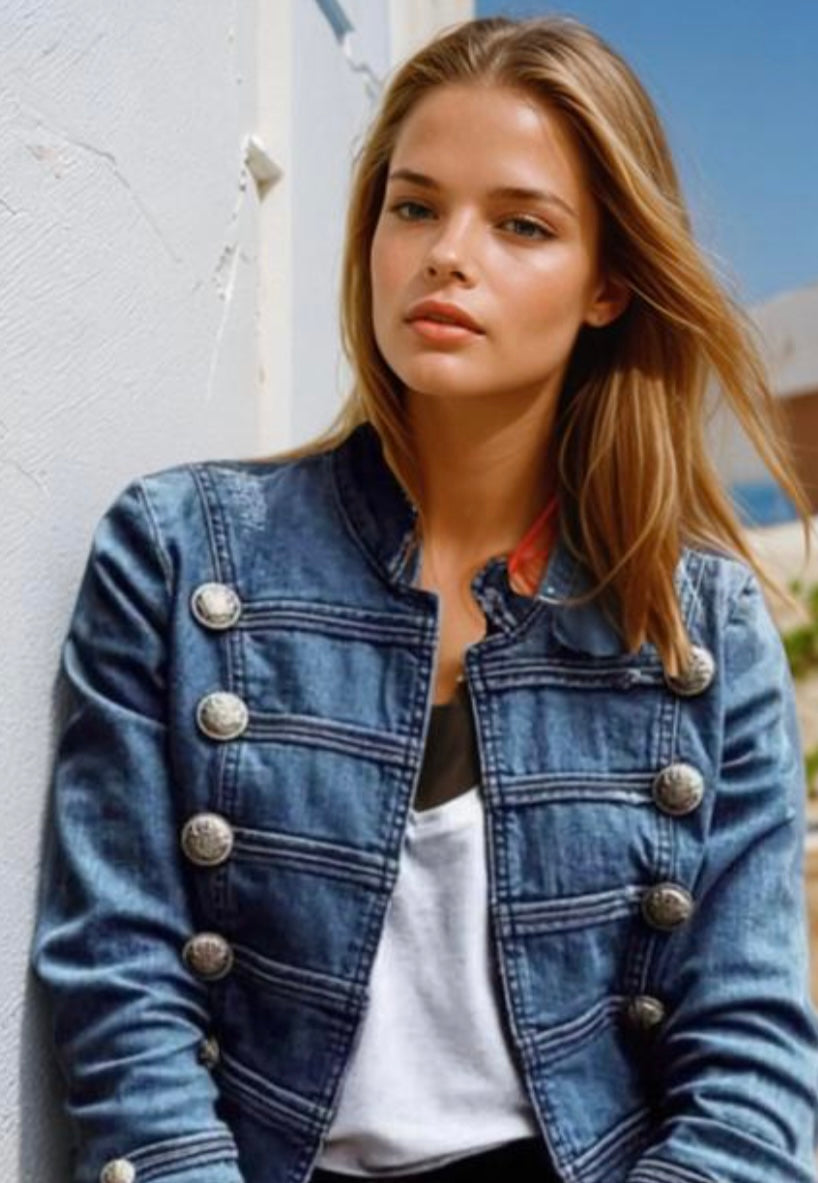 Veste en jean American Denim avec boutons, 5 tailles