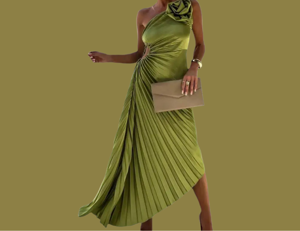 Mintlis pleated chiffon, asymmetrical Sicilia dress, 4 colours, sizes (36-44)