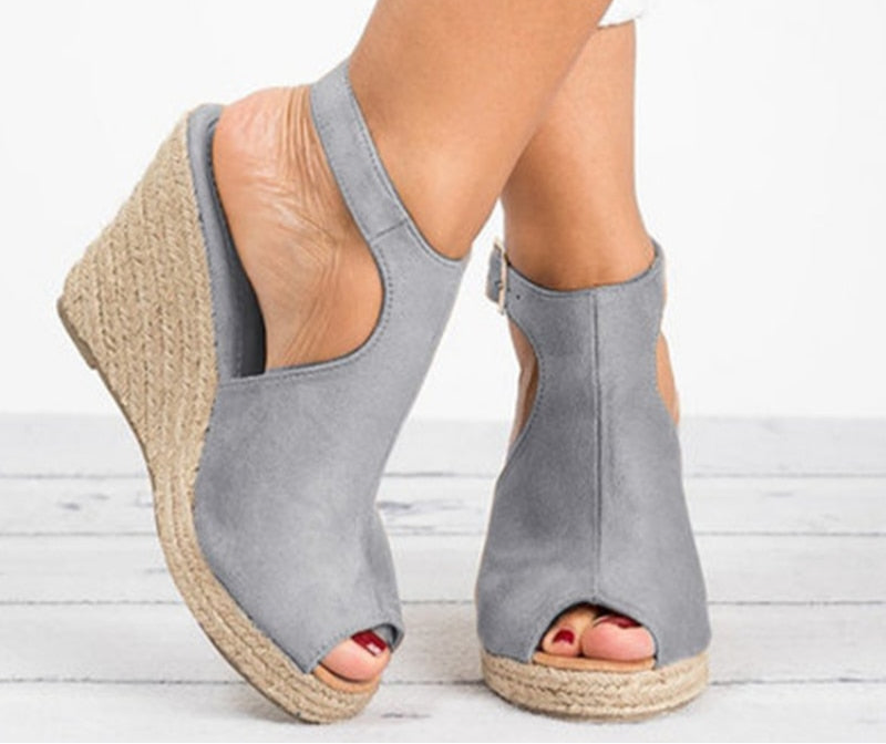 Sandalias cuñas Esparto Jimena , 6 colores, Made in Spain