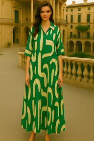 Vestido Safari ancho punto de algodón , 3 estampados, tallas (36-54)made in Oporto
