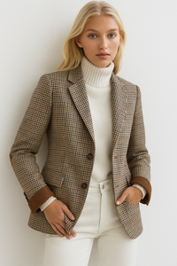 Tweed Chaqueta Albero de lana con coderas, tallas (36-48)made in Italy
