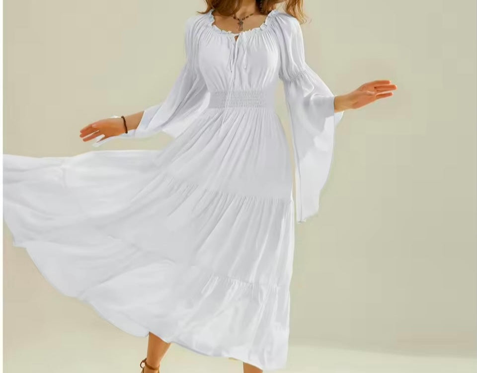 Olivia off-white dress, cotton lycra, sizes (36-46)