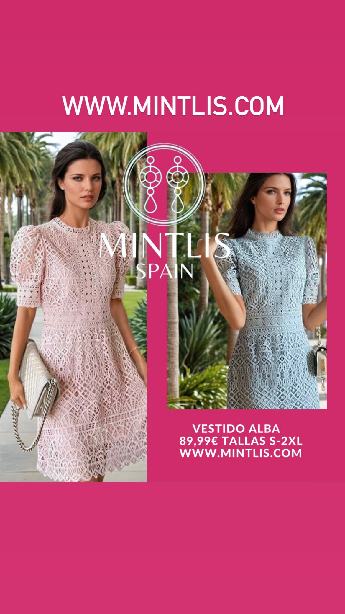 Mintlis women's lace dress Alba, 2 colours, sizes (36-44)