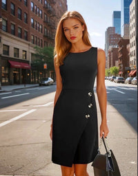 Vestido Cocktail negro de algodón, viscosa elastane, tallas (36-46)