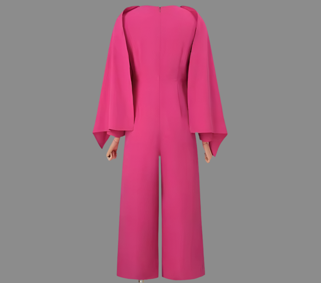 SANTORINI cape jumpsuit, cotton lycra crepe, 4 colors, sizes (36-50)