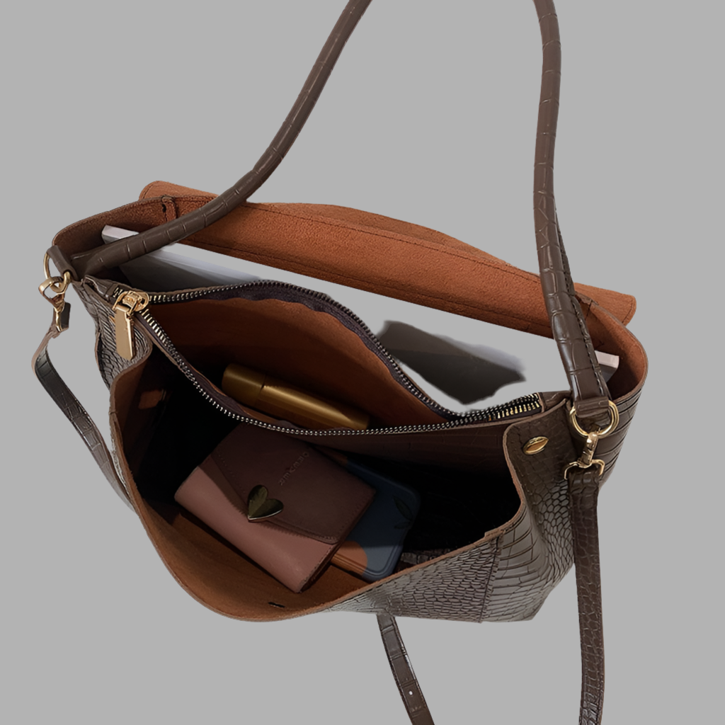 Cabas Cassidy en crocodile, 4 couleurs