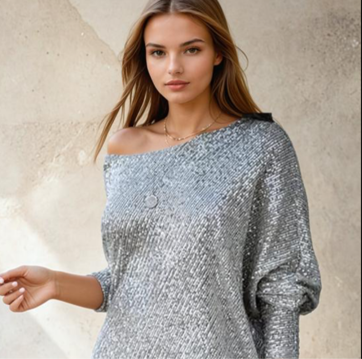 Vestido Lisa de lentejuelas, color gris 3 tallas (38-42)
