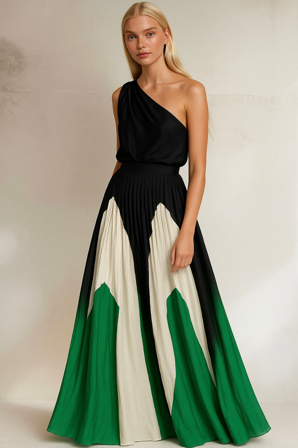 Mintlis mujer, seda vestido Sabrina asimetrico, 3 colores, tallas (36-46) made in Italy
