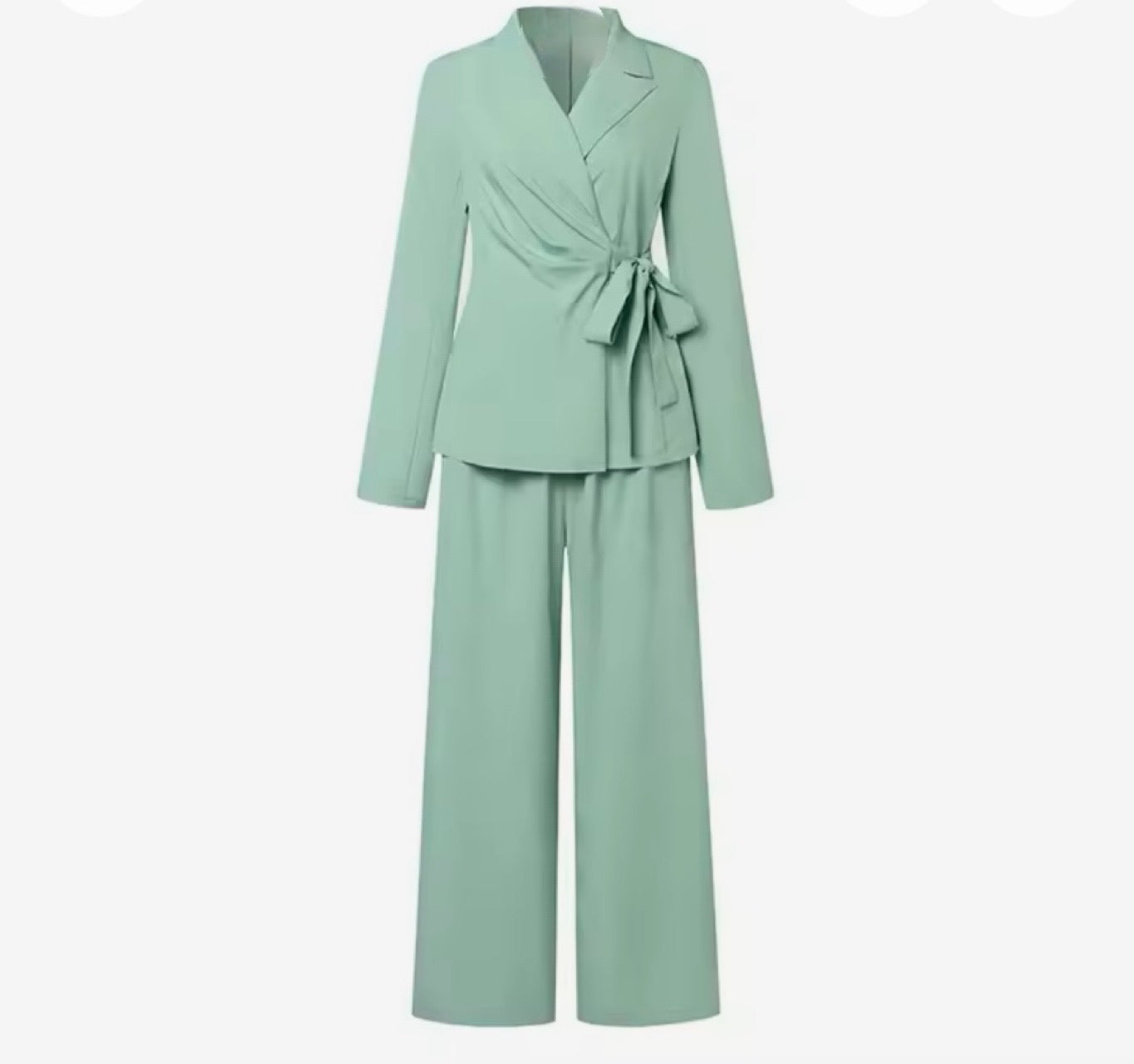 Mintlis mujer, algodón satinado con fajín Conjunto chaqueta y pantalón elástico Verona, 3 colores,tallas (36-50)