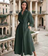 Mintlis mujer algodón licra goma trasera, vestido Modena verde botella, tallas (36-50)