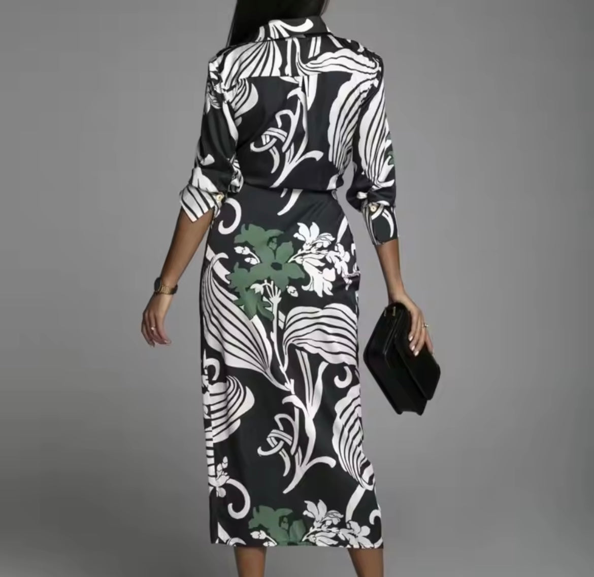 Mintlis mujer, algodón vestido Constanza verde Midi, tallas (36-44)