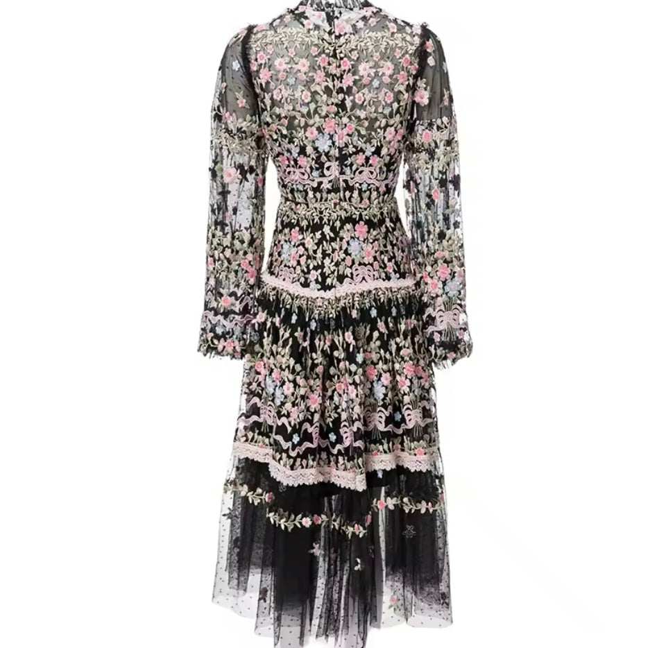 Mintlis mujer encaje, tul, bordado vestido Magnolia, 3 colores, tallas (36-48)