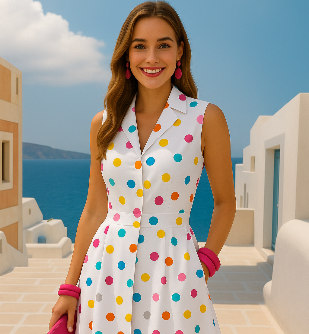 40% OFF, Vestido lunares sin manga, 3 estampados, tallas (36-52)