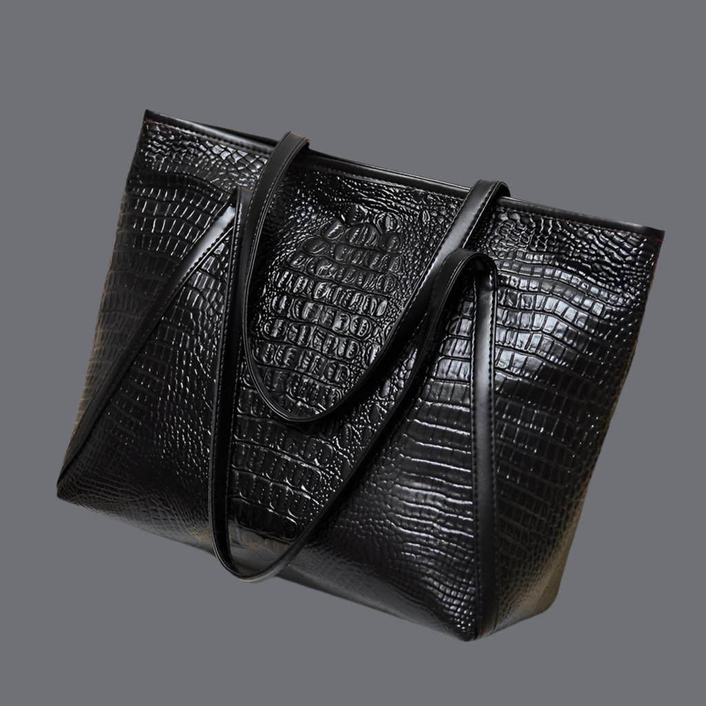 Bolso Cenicienta Crocodile piel negro