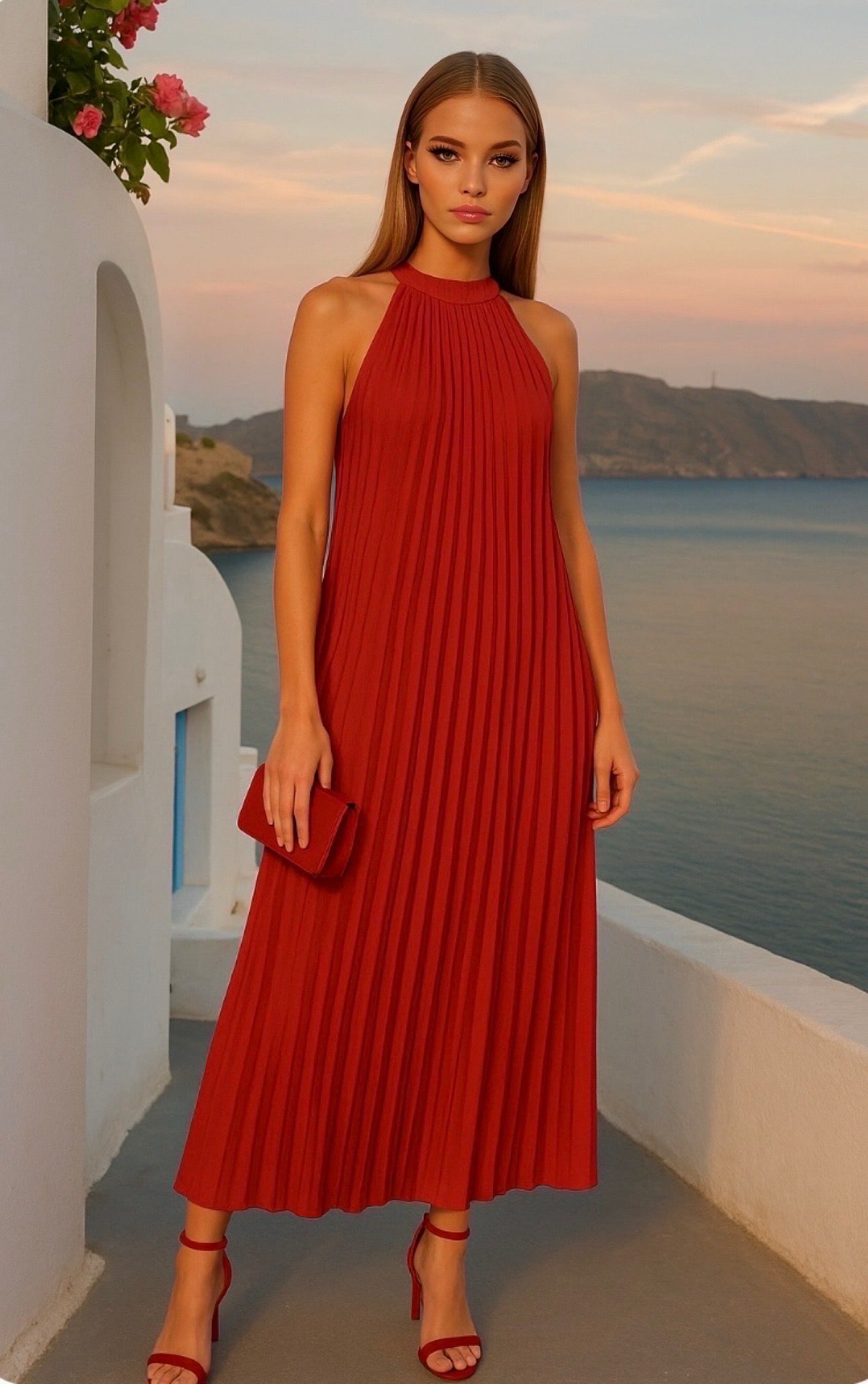 Mintlis mujer, algodon satinado plisado, vestido Indian, 3 colores, tallas (36-50)
