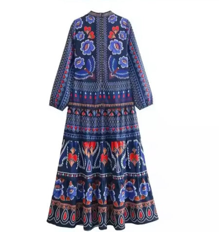 Vestido Geneva largo mangas abombadas, tallas (36-46) made in India