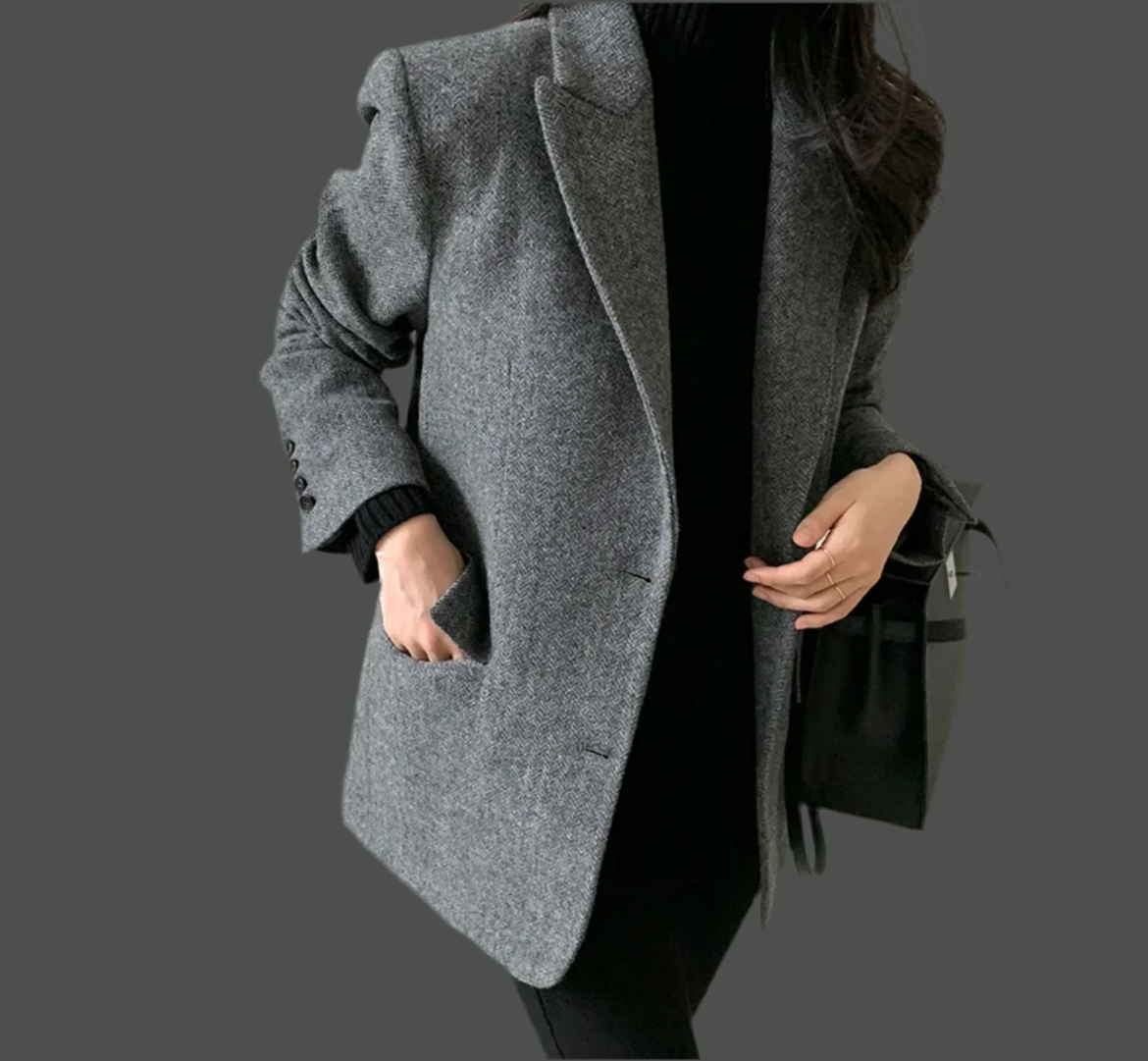 Mintlis mujer, lana 100% de espigas fina, 2 colores, chaqueta Pino, tallas (36-44) alta calidad