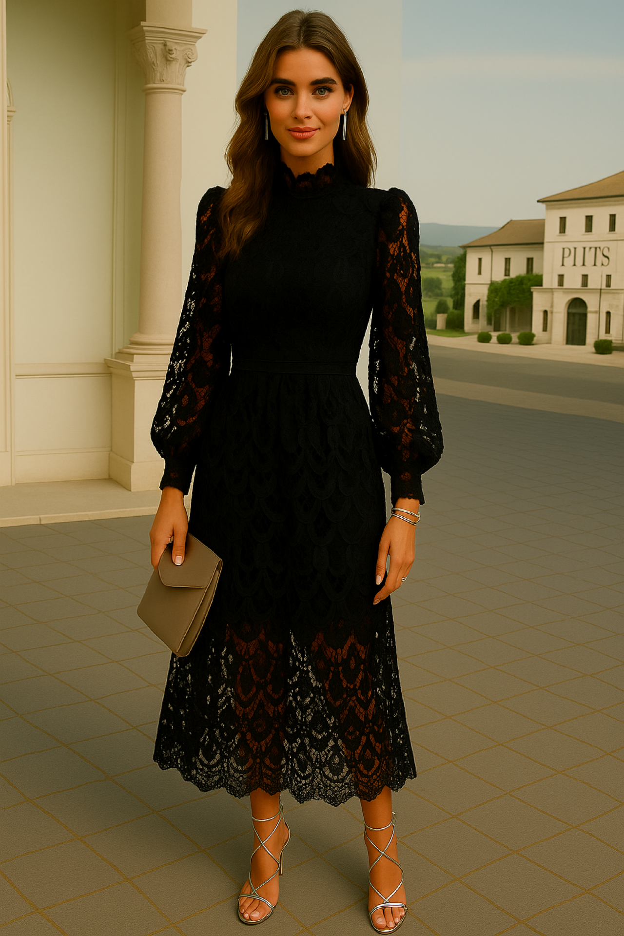 40% OFF Carla embroidered and brocade dress, 4 colors, sizes (36-46)