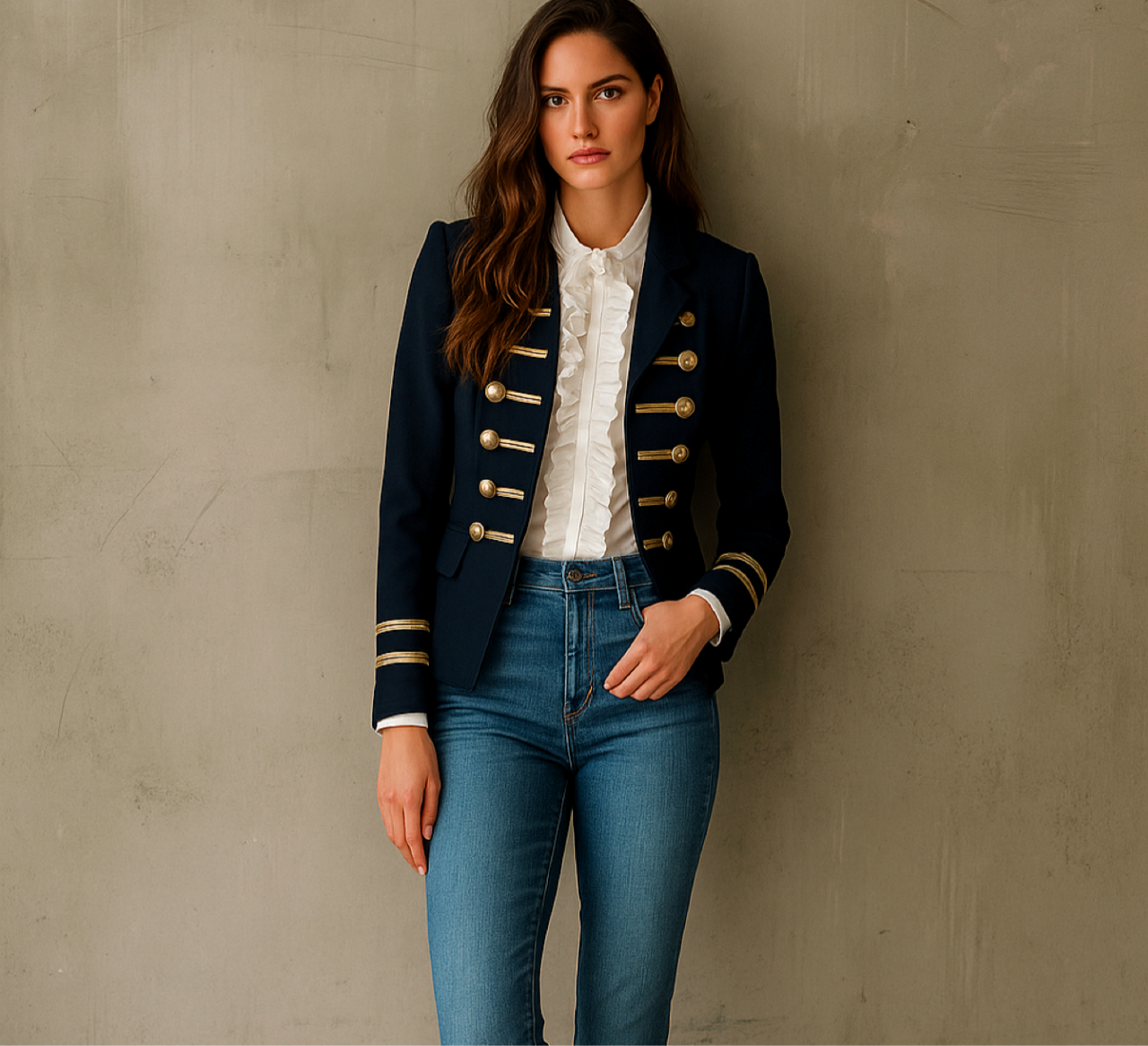 Chaqueta Oslo pasamaneria, color azul marino, tallas (36-48)