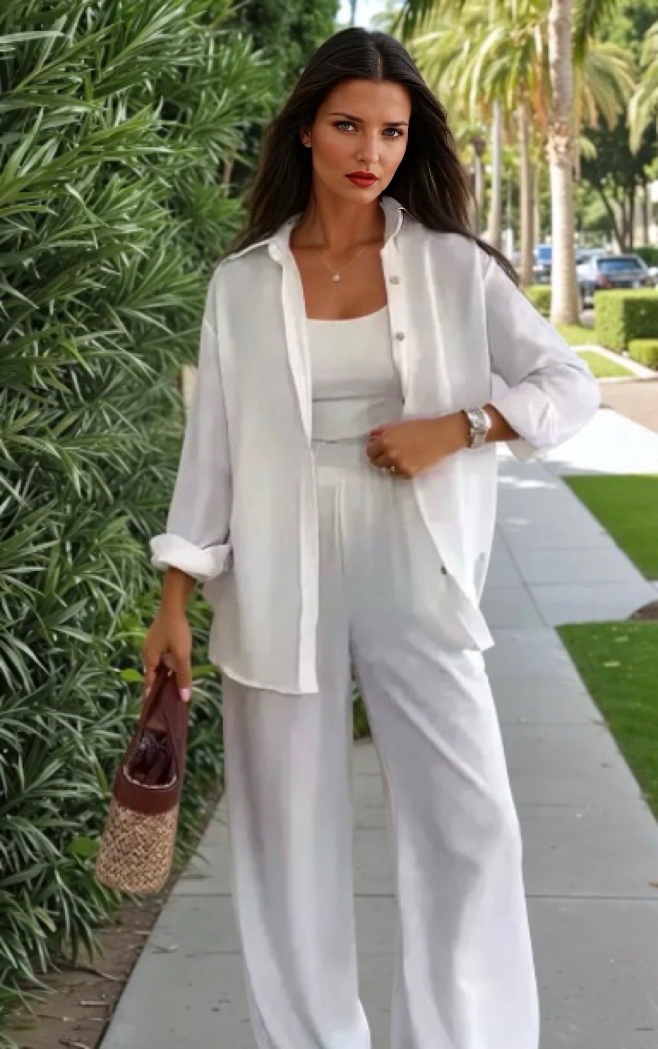 Conjunto Fabi, algodón viscosa camisa y pantalón, 3 colores, tallas (36-50)