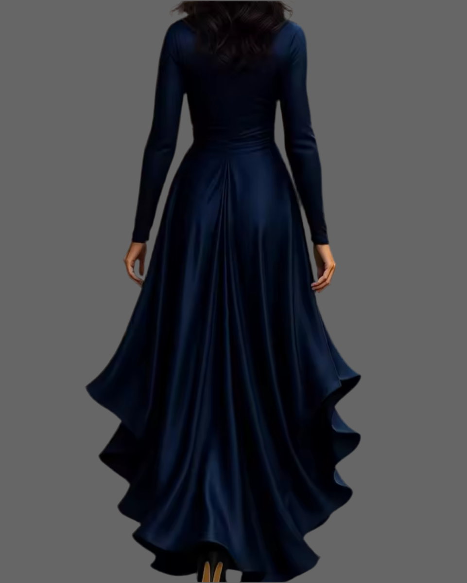 Vestido Hillary Satinado con fajín, tallas(36-46) 3 colores