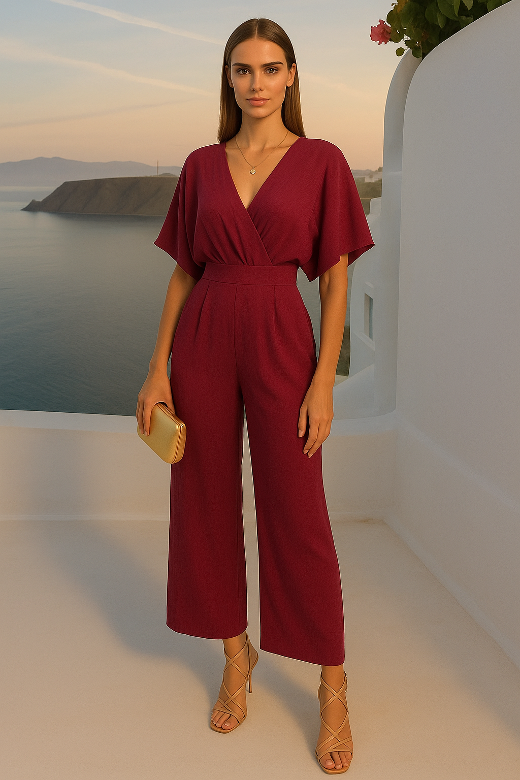 Aroma cotton jumpsuit with elastic back, 6 colors (sizes 36-46)