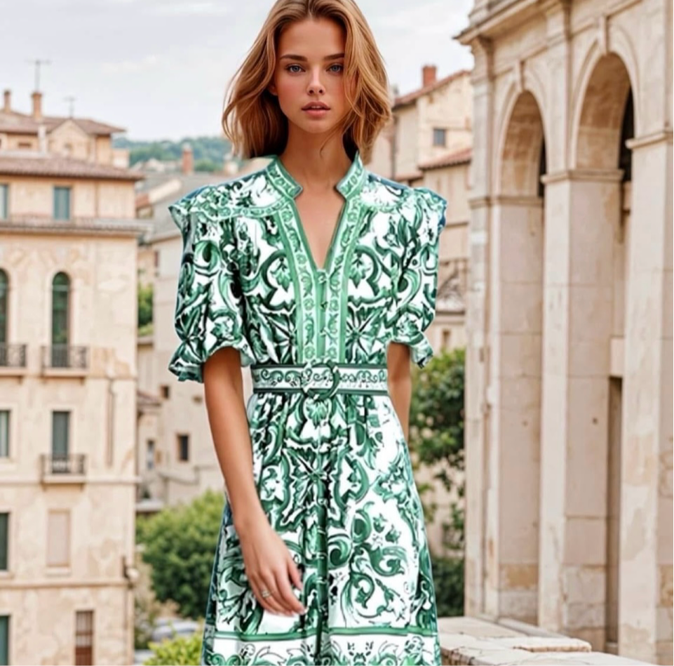 Mintlis mujer, algodón vestido Menta, tallas (36-46)