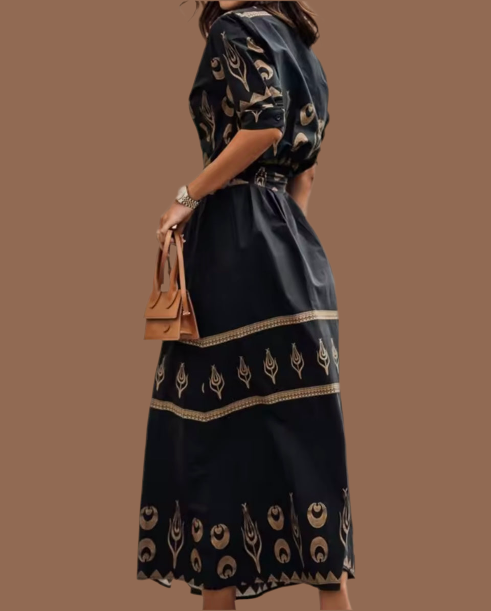 Jovananty printed shirt dress in cotton lycra polyester, 3 colors, sizes (36-46)