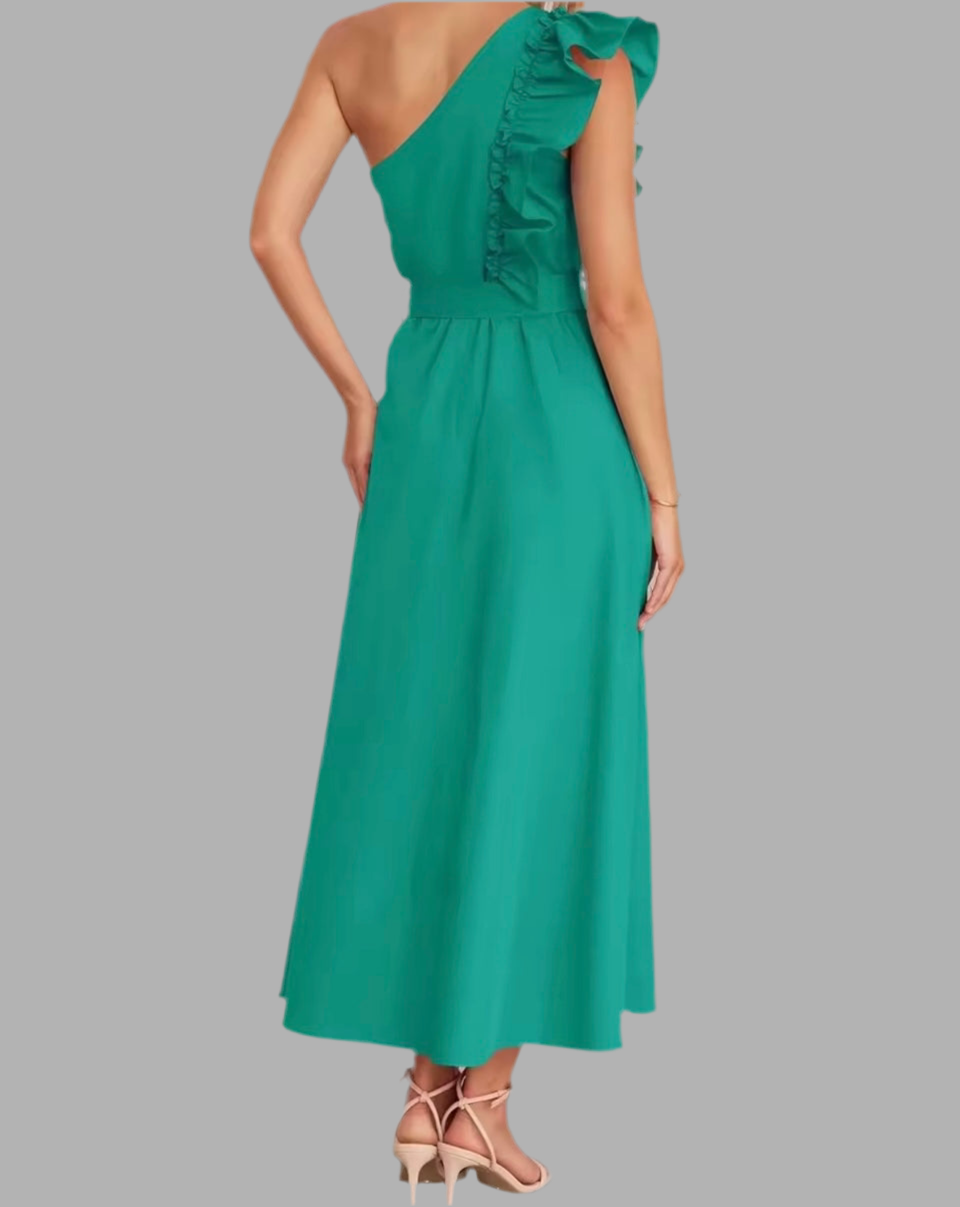 Mintlis mujer, algodón, vestido volantes asimétrico Belli, tallas (36-48)