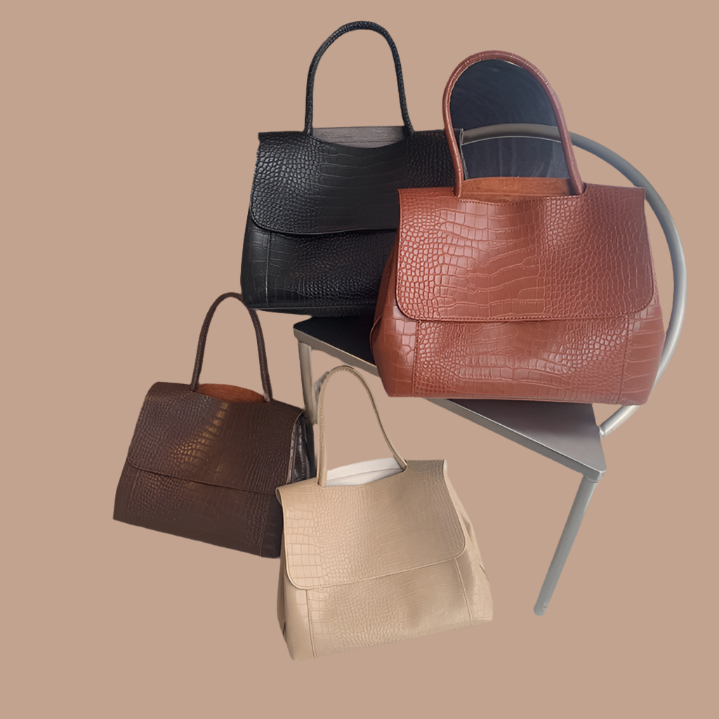 Cabas Cassidy en crocodile, 4 couleurs