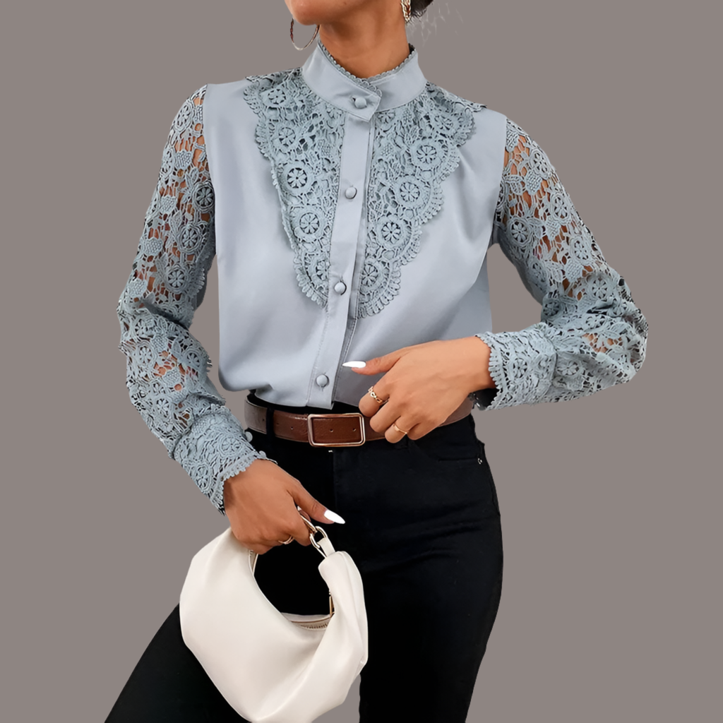 Camisa Anne gasa bordada, 3 colores, 5 tallas