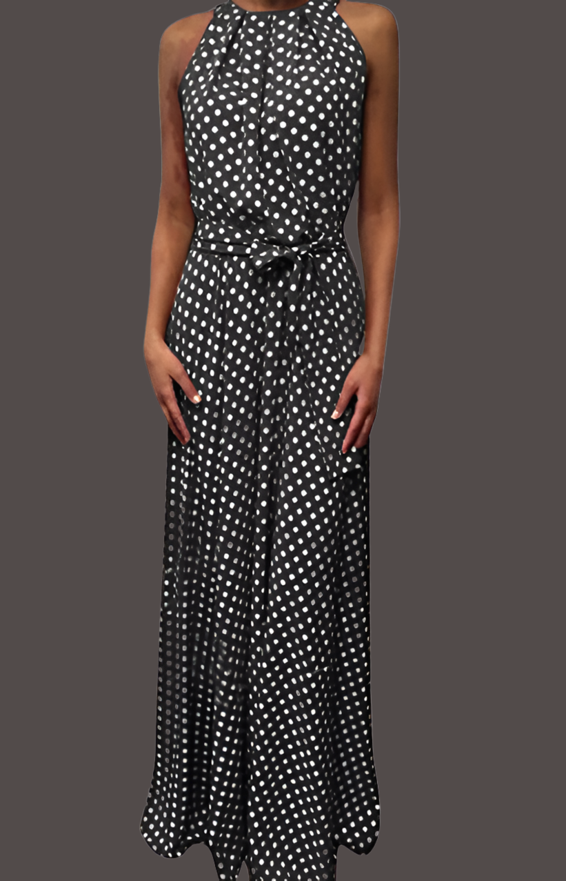 Vestido Biscayne cuello halter, 5 colores, 6 tallas