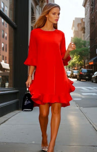Mintlis mujer, algodón rayón volantes plisados gasa, vestido Kalia, tallas (36-46)