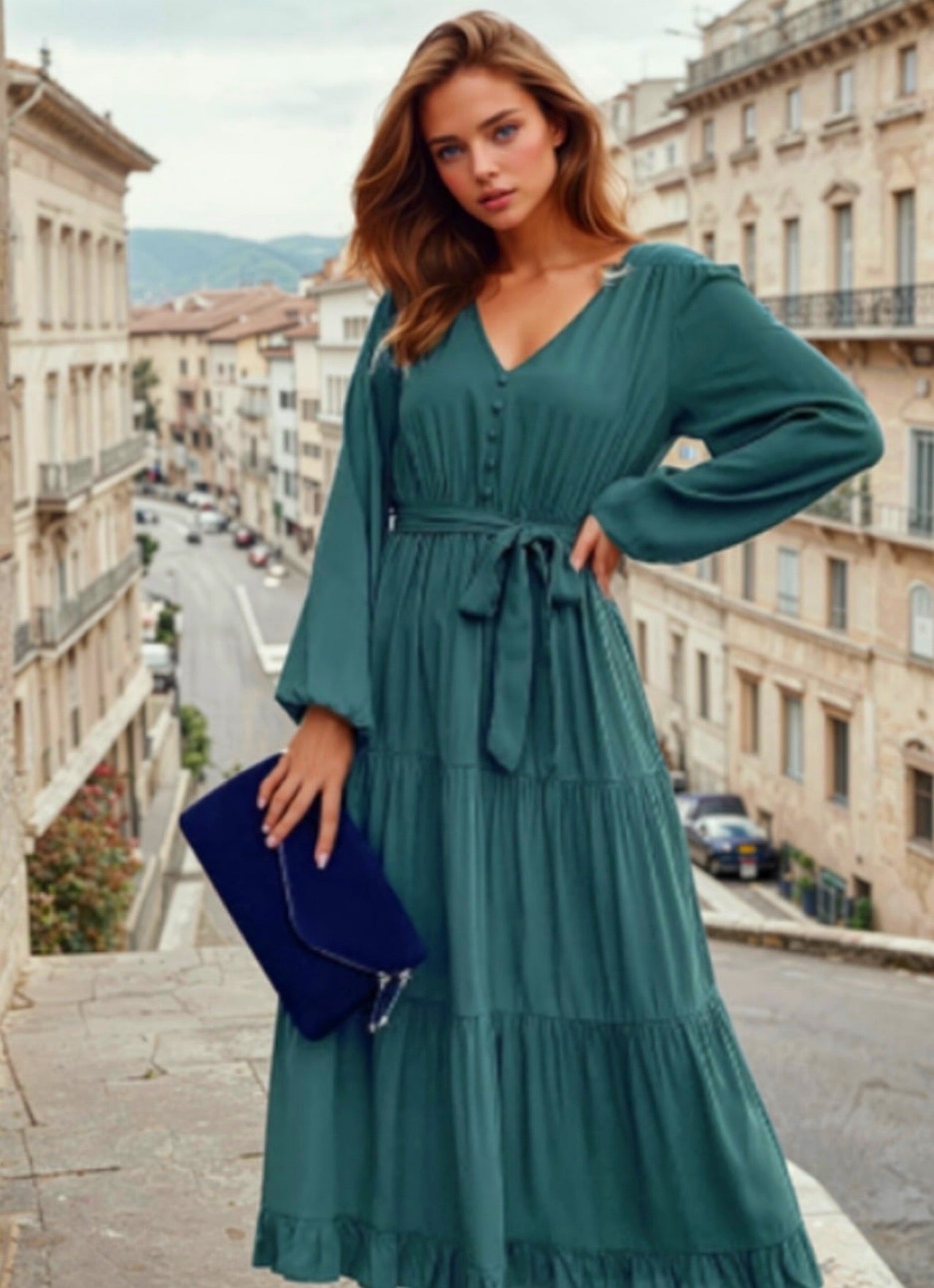Mintlis mujer, algodón de crepe, vestido Guadalquivir, tallas (36-48)