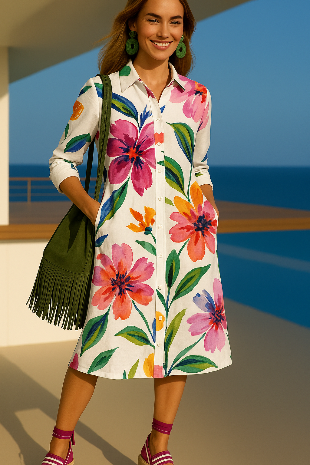 Katie shirt dress with pockets, 4 prints, sizes (36-52)