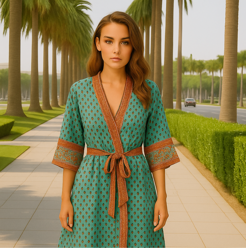 Kimono largo Nataly fajín incluido, 2 estampados