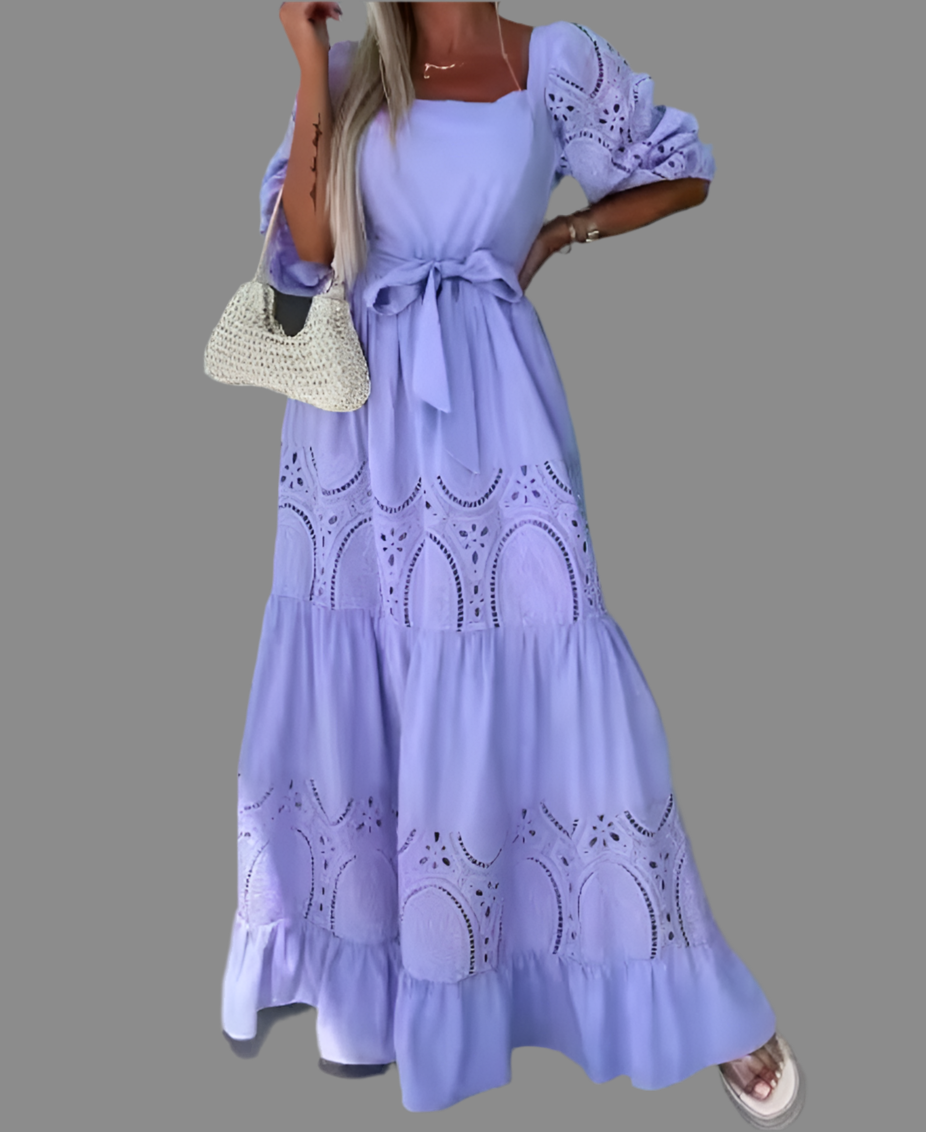 Mintlis mujer, algodón bordado, vestido Ibiza largo, 4 colores, tallas (36-44)