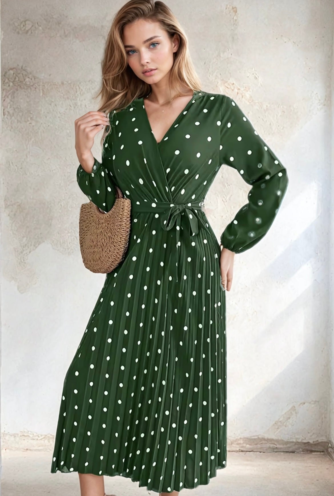 Mintlis polka dot print Katherine dress, 4 colours, sizes (36-46)