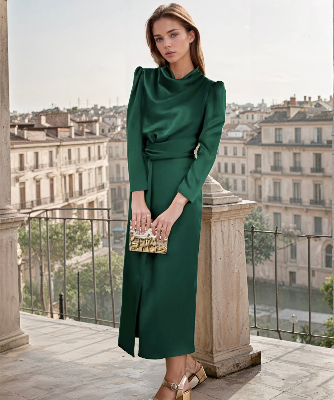 Mintlis mujer satén vestido Sophie strech,6 colores, tallas (36-44)
