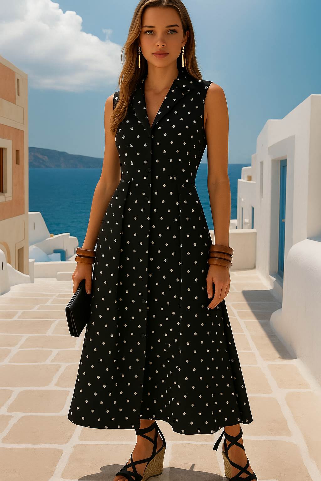 40% OFF, Vestido lunares sin manga, 3 estampados, tallas (36-52)