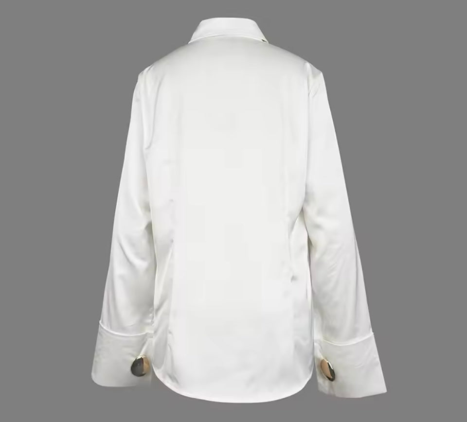 Camisa Candela con gemelos incluidos algodón, 2 colores,talla (34-48)