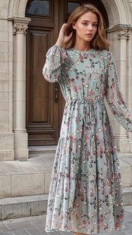 Mintlis mujer, gasa y seda estampado, 2 colores, vestido Attraction, tallas (36-48)