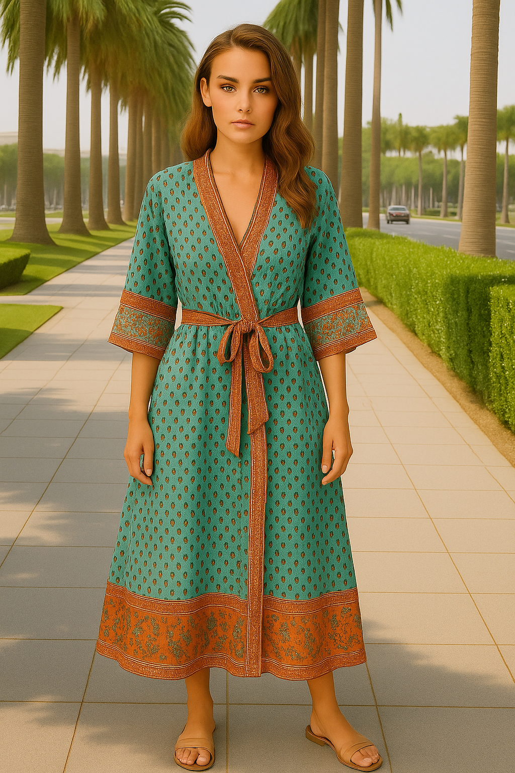 Kimono largo Nataly fajín incluido, 2 estampados
